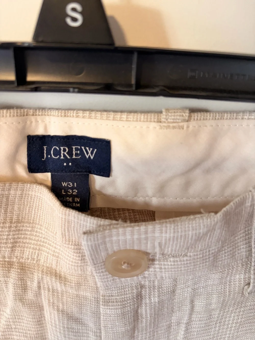 J. Crew Men's Light Beige Linen Cotton Pants - Straight Fit 31x32